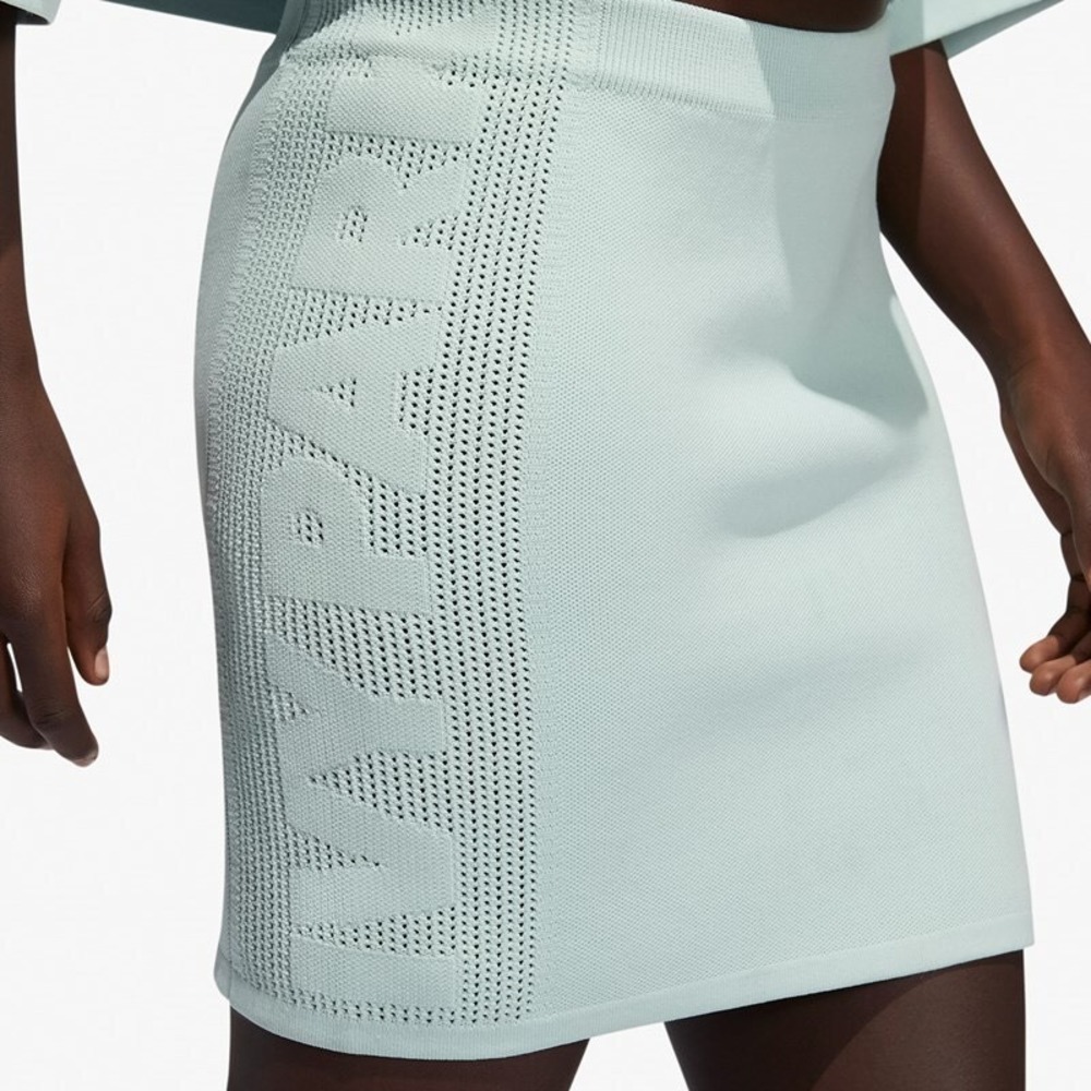 Adidas Ivy Park Monogram Knit Mini Skirt Light Blue Sporty Chic Size S
